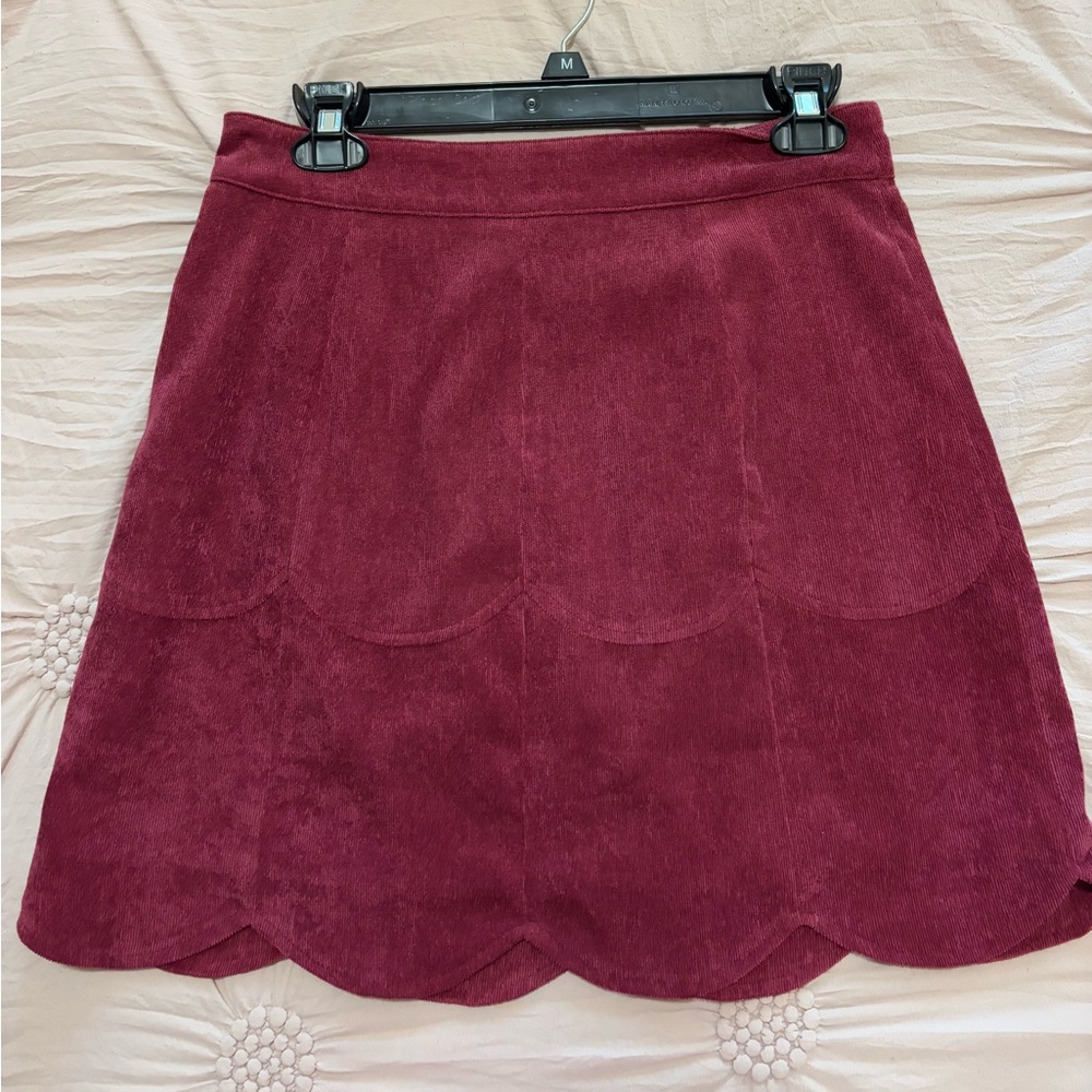 Maroon scalloped suede skirt size M
